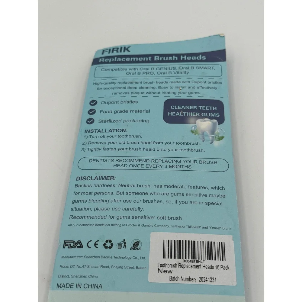 Firik 16 Pack Replacement Brush Heads for Oral B Electric Toothbrush Black NEW
